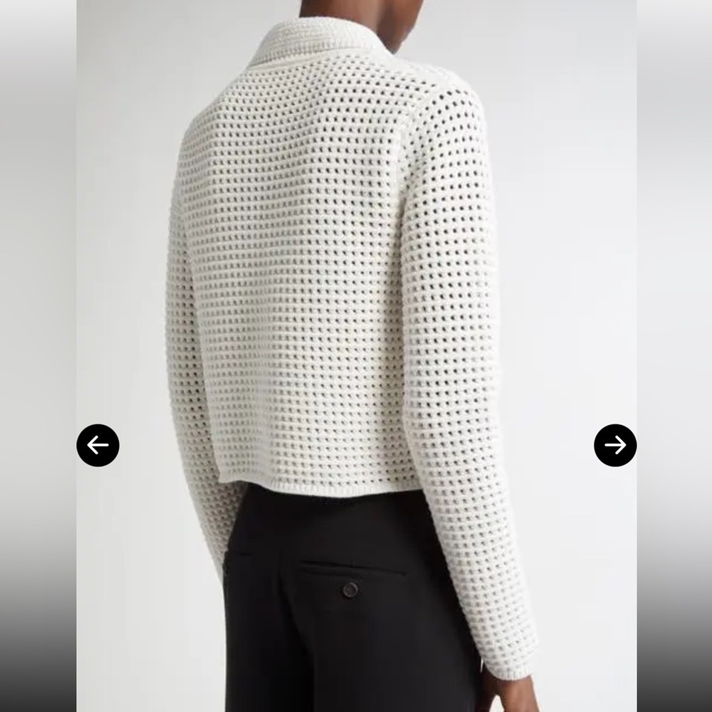 NWT Vince block Stitch Cardigan Sweater Jacket Crochet Button-Up Collared - Picture 4 of 7
